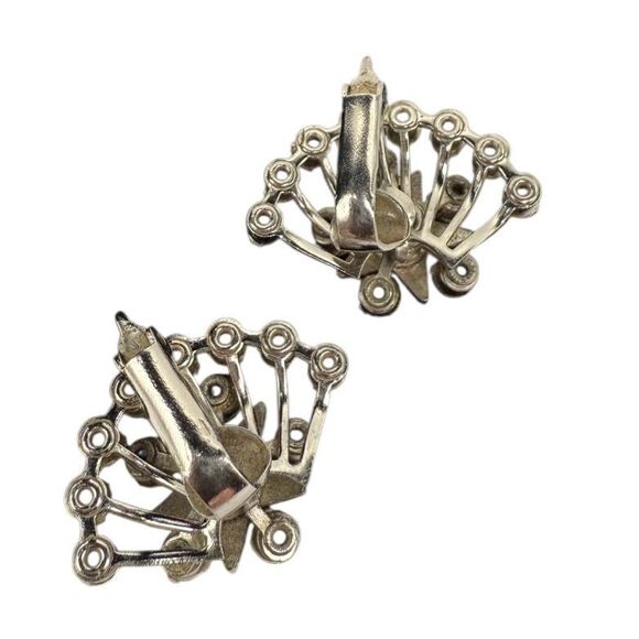 Order of the Eastern Star Vtg Rhinestone Clip On Earrings Masonic - Picture 3 of 3